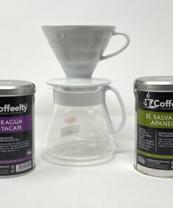 Cafetera filtro y dos latas Coffeelty